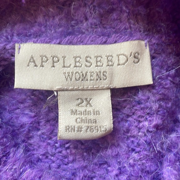 Appleseeds Purple sweater, women’s plus sizes 2X - Picture 5 of 7